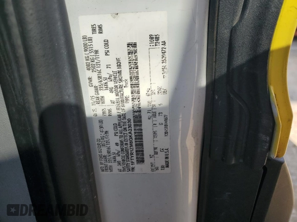 2016 Ford Transit Cargo with VIN 1FTYR1ZM8GKA23030, listed as a Copart auction lot 52593195 with 155,885 mi miles and Clean Title. Bid and sale history available at carsss.com. Image 12.