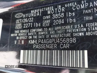 2023 Hyundai Elantra Limited with VIN KMHLP4AG4PU456898, listed as a IAAI auction lot 41899496 with 36,583 mi miles and . Bid and sale history available at DreamBid. Image 9.
