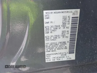 2023 Nissan Titan SV with VIN 1N6AA1EC6PN101712, listed as a IAAI auction lot 40206621 with 50,210 mi miles and . Bid and sale history available at DreamBid. Image 9.
