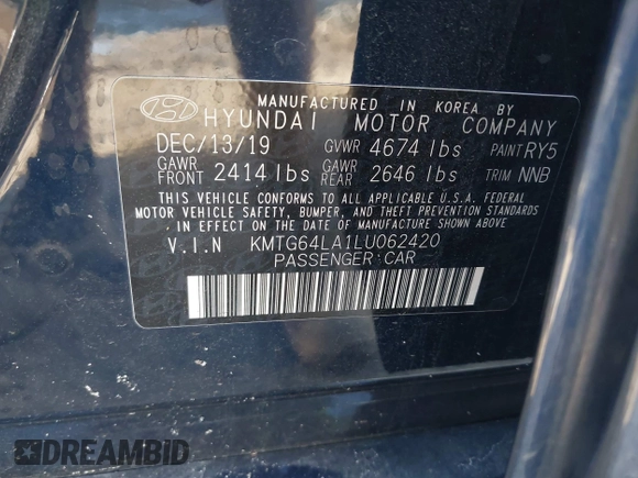 2020 Genesis G70 2.0T с VIN KMTG64LA1LU062420, выставлен на аукционе IAAI как лот 42260170 с пробегом 68 450 миль миль и . История ставок и продаж доступна на DreamBid. Изображение 9.