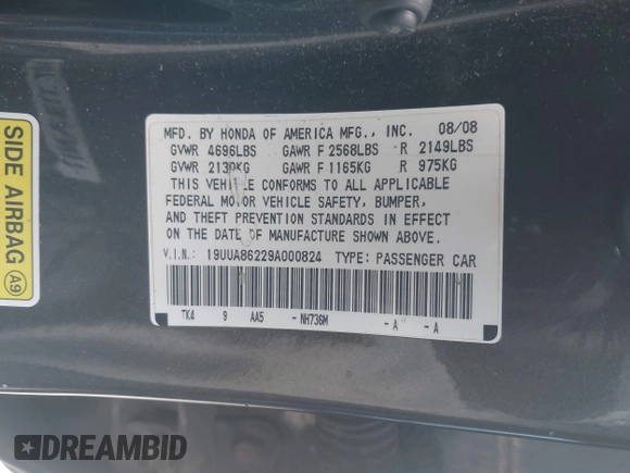 2009 Acura TL z VIN 19UUA86229A000824, wystawiony jako IAAI lot #42325971 z przebiegiem 120 293 mil mil oraz . Historia ofert i sprzedaży dostępna na DreamBid. Obrazek 9.