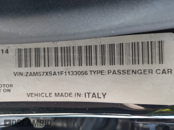 2015 Maserati Ghibli с VIN ZAM57XSA1F1133056, выставлен на аукционе IAAI как лот 41719670 с пробегом Не указан миль и . История ставок и продаж доступна на DreamBid. Изображение 9.