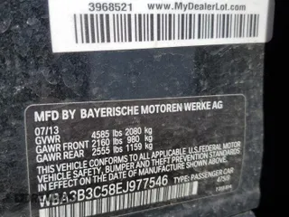 2014 BMW 3 Series 328i xDrive with VIN WBA3B3C58EJ977546, listed as a Copart auction lot 53090185 with 134,823 mi miles and Salvage Title. Bid and sale history available at DreamBid. Image 13.