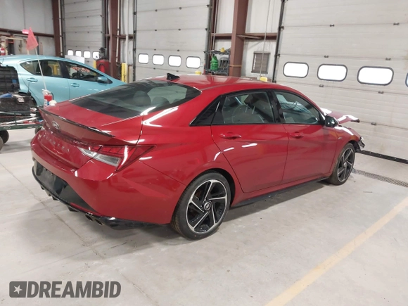 2023 Hyundai Elantra N Line z VIN KMHLR4AF1PU433094, wystawiony jako IAAI lot #41963748 z przebiegiem 25 685 mil mil oraz . Historia ofert i sprzedaży dostępna na DreamBid. Obrazek 4.