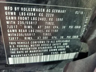 2018 Volkswagen Tiguan with VIN WVGBV7AX7JK003235, listed as a Copart auction lot 47891975 with 132,996 mi miles and Salvage Title. Bid and sale history available at DreamBid. Image 13.