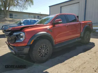 2024 Ford Ranger Raptor with VIN 1FTER4LR8RLE04575, listed as a Copart auction lot 75725034 with 5,742 mi miles and Salvage Title. Bid and sale history available at carsss.com. Image 1.