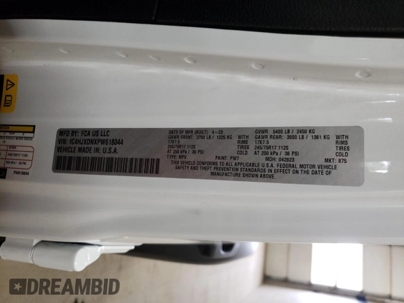 2023 Jeep Wrangler Willys with VIN 1C4HJXDNXPW618044, listed as a Copart auction lot 49214325 with 15,344 mi miles and Salvage title. Bid and sale history available at DreamBid. Image 12.