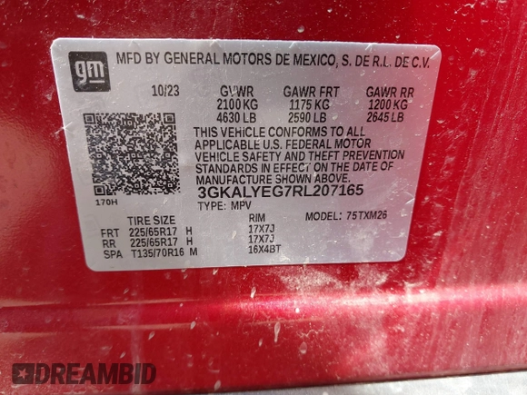 2024 GMC Terrain AT4 z VIN 3GKALYEG7RL207165, wystawiony jako IAAI lot #42103766 z przebiegiem 16 065 mil mil oraz . Historia ofert i sprzedaży dostępna na DreamBid. Obrazek 9.