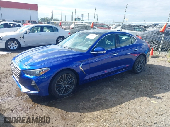 2019 Genesis G70 2.0T Advanced with VIN KMTG34LA1KU021793, listed as a IAAI auction lot 40461168 with 41,903 mi miles. Bid and sale history available at carsss.com. Image 2.