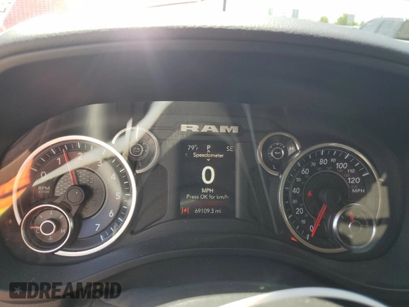2020 Ram 1500 Big Horn with VIN 1C6RREBT7LN250920, listed as a Copart auction lot 50584455 with 69,109 mi miles and Salvage Title. Bid and sale history available at carsss.com. Image 9.