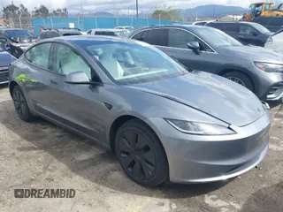 2024 Tesla Model 3 with VIN 5YJ3E1EAXRF859360, listed as a IAAI auction lot 41725898 with 3,693 mi miles. Bid and sale history available at carsss.com. Image 1.