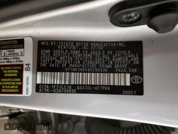 2008 Toyota Avalon XL with VIN 4T1BK36B58U299336, listed as a Copart auction lot 51006905 with 200,479 mi miles and Salvage Title. Bid and sale history available at carsss.com. Image 13.