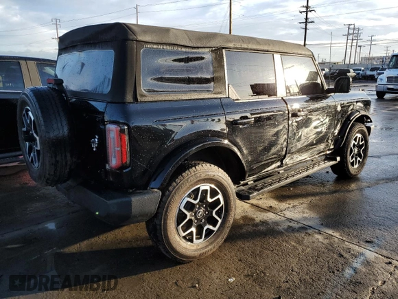 2023 Ford Bronco with VIN 1FMDE5BH9PLB30737, listed as a Copart auction lot 42602925 with 19,386 mi miles and Salvage Title. Bid and sale history available at DreamBid. Image 3.