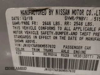2019 Infiniti Q50 Luxe с VIN JN1EV7AR9KM557632, выставлен на аукционе IAAI как лот 41586335 с пробегом 55 886 миль миль и . История ставок и продаж доступна на DreamBid. Изображение 9.