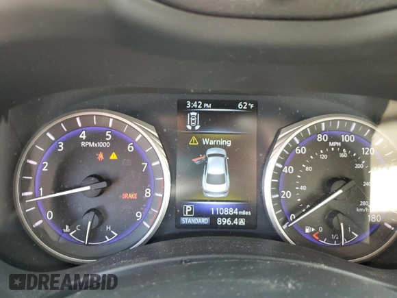 2015 Infiniti Q50 Premium with VIN JN1BV7AR7FM392009, listed as a Copart auction lot 55526505 with 110,884 mi miles and Salvage title. Bid and sale history available at DreamBid. Image 9.