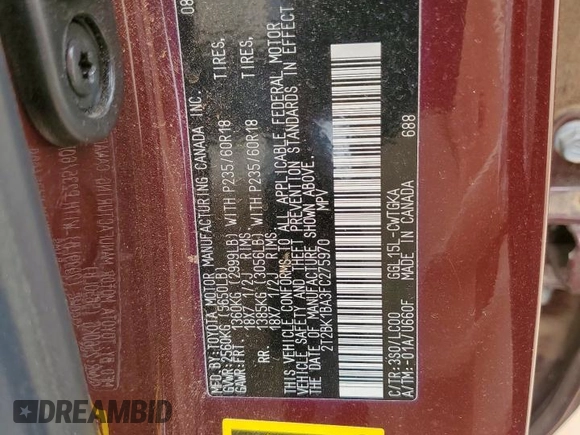 2015 Lexus RX 350 with VIN 2T2BK1BA3FC275970, listed as a Copart auction lot 63297525 with 96,661 mi miles and Clean title. Bid and sale history available at DreamBid. Image 13.