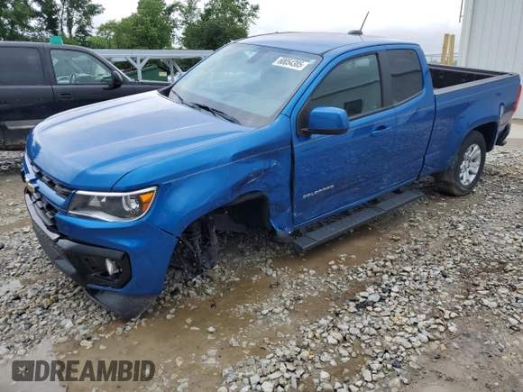 2021 Chevrolet Colorado 2WD LT with VIN 1GCHSCEA7M1123021, listed as a Copart auction lot 59622885 with 46,029 mi miles and Salvage title. Bid and sale history available at DreamBid. Image 1.
