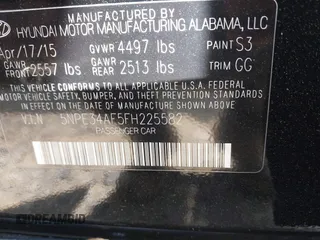 2015 Hyundai Sonata Limited with VIN 5NPE34AF5FH225582, listed as a IAAI auction lot 42155680 with 144,630 mi miles and . Bid and sale history available at carsss.com. Image 9.
