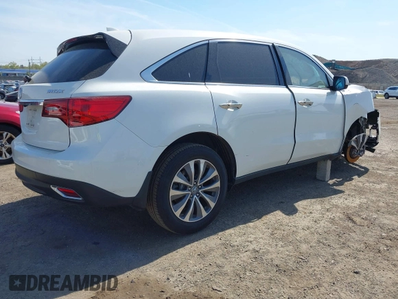 2016 Acura MDX w/Tech with VIN 5FRYD3H46GB007383, listed as a IAAI auction lot 42101738 with 150,207 mi miles. Bid and sale history available at carsss.com. Image 4.