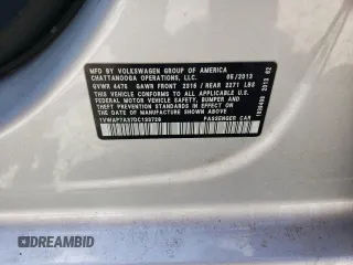 2013 Volkswagen Passat Wolfsburg Edition with VIN 1VWAP7A37DC133728, listed as a Copart auction lot 51570485 with 190,876 mi miles and Salvage Title. Bid and sale history available at carsss.com. Image 14.