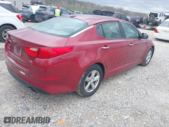 2015 Kia Optima LX with VIN 5XXGM4A7XFG446248, listed as a IAAI auction lot 42047807 with 167,000 mi miles. Bid and sale history available at carsss.com. Image 4.