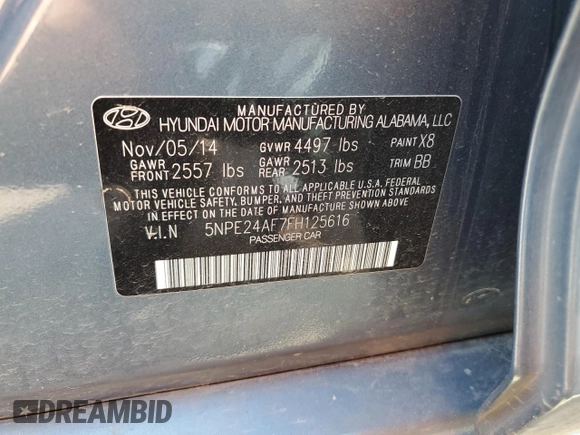 2015 Hyundai Sonata SE z VIN 5NPE24AF7FH125616, wystawiony jako Copart lot #54367015 z przebiegiem 146 971 mil mil oraz Szkoda całkowita • Salvage title. Historia ofert i sprzedaży dostępna na DreamBid. Obrazek 12.