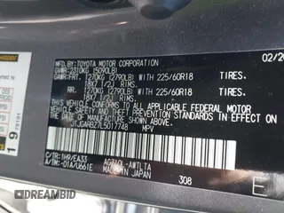 2020 Lexus NX 300 with VIN JTJGARBZ7L5017748, listed as a IAAI auction lot 42643962 with 36,220 mi miles and . Bid and sale history available at DreamBid. Image 9.