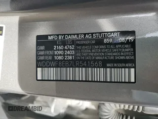 2020 Mercedes-Benz C 300 with VIN WDDWF8EB7LR541568, listed as a Copart auction lot 55148375 with Not provided miles and Salvage title. Bid and sale history available at DreamBid. Image 12.