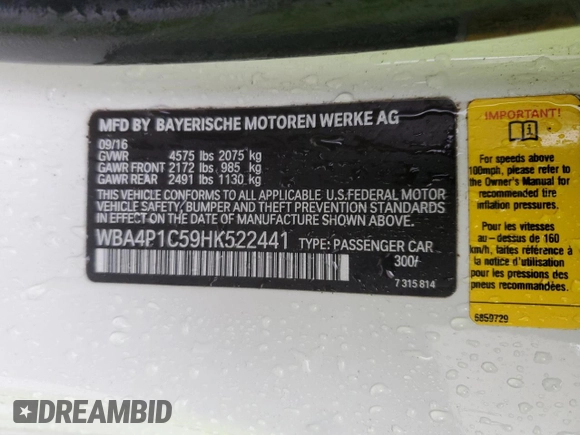 2017 BMW 4 Series 440i with VIN WBA4P1C59HK522441, listed as a Copart auction lot 84673044 with Not Provided miles and Salvage Title. Bid and sale history available at carsss.com. Image 14.