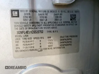 2012 Chevrolet Captiva Sport LTZ z VIN 3GNFL4E51CS522752, wystawiony jako Copart lot #57215795 z przebiegiem 123 522 mil mil oraz Szkoda całkowita • Salvage title. Historia ofert i sprzedaży dostępna na DreamBid. Obrazek 13.