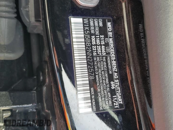 2022 Mercedes-Benz CLA 35 AMG with VIN W1K5J5BB2NN272578, listed as a Copart auction lot 42485465 with 28,671 mi miles and Salvage Title. Bid and sale history available at DreamBid. Image 14.