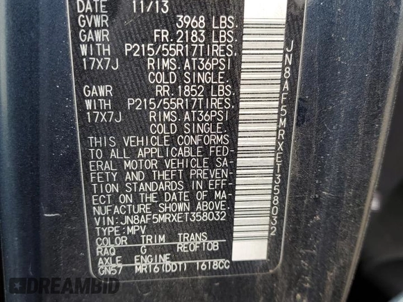 2014 Nissan Juke S with VIN JN8AF5MRXET358032, listed as a Copart auction lot 85811824 with 161,349 mi miles and Clean Title. Bid and sale history available at DreamBid. Image 14.