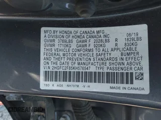 2019 Honda Civic Sport with VIN 2HGFC2F85KH576547, listed as a IAAI auction lot 42024497 with 86,468 mi miles and . Bid and sale history available at DreamBid. Image 9.