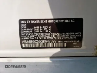 2016 BMW 3 Series 328i z VIN WBA8E9C56GK647899, wystawiony jako Copart lot #57431625 z przebiegiem 104 249 mil mil oraz Szkoda całkowita • Salvage title. Historia ofert i sprzedaży dostępna na DreamBid. Obrazek 12.