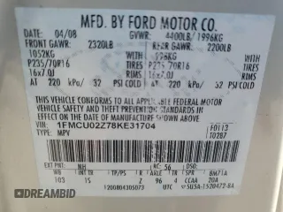 2008 Ford Escape XLS z VIN 1FMCU02Z78KE31704, wystawiony jako Copart lot #45279665 z przebiegiem Nie podano mil oraz Czysty tytuł • Clean title. Historia ofert i sprzedaży dostępna na DreamBid. Obrazek 13.