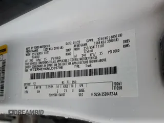 2022 Ford Ranger XL with VIN 1FTER4EH6NLD05798, listed as a Copart auction lot 58361605 with 109,491 mi miles and Salvage title. Bid and sale history available at DreamBid. Image 13.