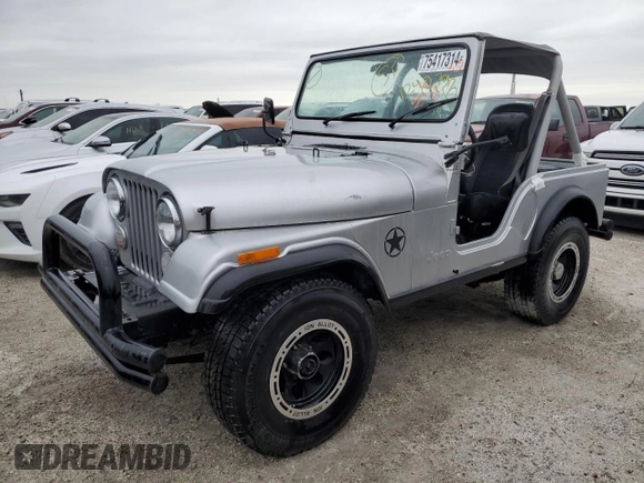 1982 Jeep CJ z VIN 1JCBM85A4CT007872, wystawiony jako Copart lot #75417314 z przebiegiem 124 375 mil mil oraz Szkoda całkowita • Salvage title. Historia ofert i sprzedaży dostępna na DreamBid. Obrazek 1.