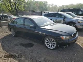 2008 BMW 7 Series 750Li with VIN WBAHN83588DT83469, listed as a Copart auction lot 53639225 with Not Provided miles and Salvage Title. Bid and sale history available at DreamBid. Image 4.