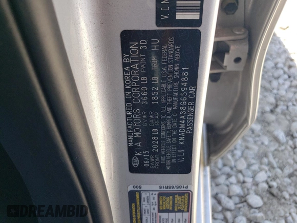 2016 Kia Rio LX with VIN KNADM4A38G6594881, listed as a Copart auction lot 51914845 with 160,553 mi miles and Clean Title. Bid and sale history available at DreamBid. Image 12.
