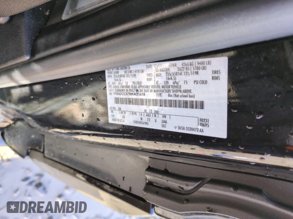 2021 Ford Transit Passenger XL with VIN 1FBAX2C87MKA31418, listed as a Copart auction lot 47065435 with 110,681 mi miles and Salvage Title. Bid and sale history available at DreamBid. Image 12.