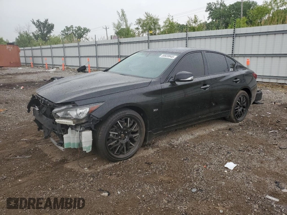 2018 Infiniti Q50 Luxe with VIN JN1EV7AR6JM441982, listed as a Copart auction lot 59939945 with 97,702 mi miles and Salvage title. Bid and sale history available at DreamBid. Image 1.