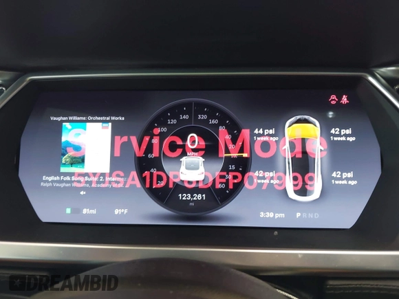 2013 Tesla Model S Performance with VIN 5YJSA1DP6DFP07999, listed as a IAAI auction lot 42284612 with 123,261 mi miles and . Bid and sale history available at DreamBid. Image 7.