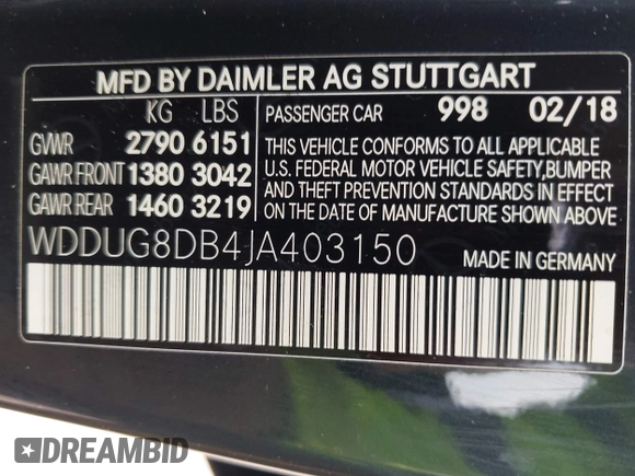 2018 Mercedes-Benz S 560 z VIN WDDUG8DB4JA403150, wystawiony jako IAAI lot #42513172 z przebiegiem Nie podano mil oraz . Historia ofert i sprzedaży dostępna na DreamBid. Obrazek 9.