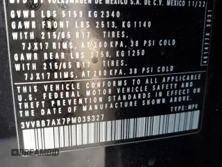 2023 Volkswagen Tiguan S z VIN 3VVRB7AX7PM039327, wystawiony jako Copart lot #47097135 z przebiegiem 24 230 mil mil oraz Szkoda całkowita • Salvage title. Historia ofert i sprzedaży dostępna na DreamBid. Obrazek 14.