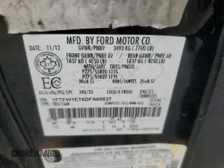 2013 Ford F-150 XL with VIN 1FTFW1ET6DFA69537, listed as a Copart auction lot 58873525 with 202,323 mi miles and Clean title. Bid and sale history available at DreamBid. Image 12.