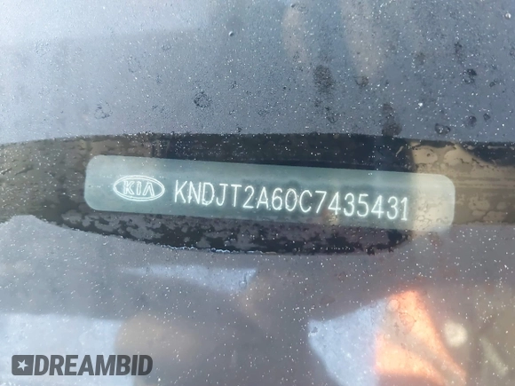 2012 Kia Soul + with VIN KNDJT2A60C7435431, listed as a IAAI auction lot 41825391 with 91,692 mi miles. Bid and sale history available at carsss.com. Image 9.