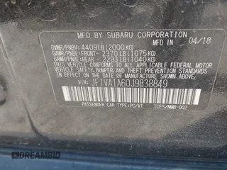 2018 Subaru WRX with VIN JF1VA1A60J9838849, listed as a IAAI auction lot 42018997 with 154,288 mi miles and . Bid and sale history available at DreamBid. Image 9.