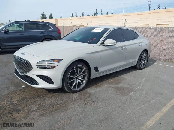 2025 Genesis G70 2.5T with VIN KMTG34SC6SU147814, listed as a IAAI auction lot 41398793 with 7,314 mi miles. Bid and sale history available at carsss.com. Image 2.
