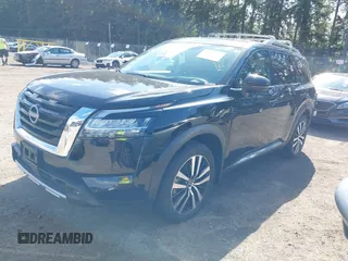 2023 Nissan Pathfinder Platinum with VIN 5N1DR3DK8PC227655, listed as a IAAI auction lot 42157443 with 37,784 mi miles and . Bid and sale history available at DreamBid. Image 2.
