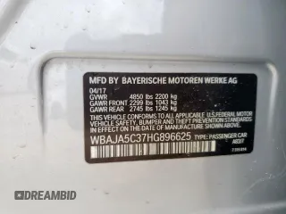 2017 BMW 5 Series 530i с VIN WBAJA5C37HG896625, выставлен на аукционе Copart как лот 58815285 с пробегом 53 058 миль миль и Списание • Salvage title. История ставок и продаж доступна на DreamBid. Изображение 12.